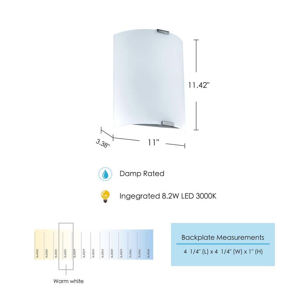 White Glass Dimmable LED Wall Sconce