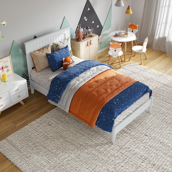AFI Naples White Solid Wood Frame Twin Low Profile Platform Bed