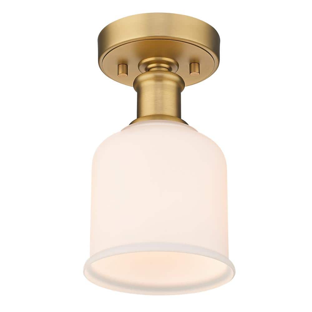 Heritage Brass and Glass Globe Indoor/Outdoor Flush Mount Light