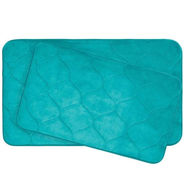 BounceComfort Palace 17 in. x 24 in./ 20 in. x 34 in. 2-Piece Memory Foam Bath Mat Set in Turquoise