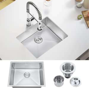 Brushed Stainless Steel 23 in. Single Bowl Undermount Scratch-Resistant Nano Kitchen Sink With Strainer