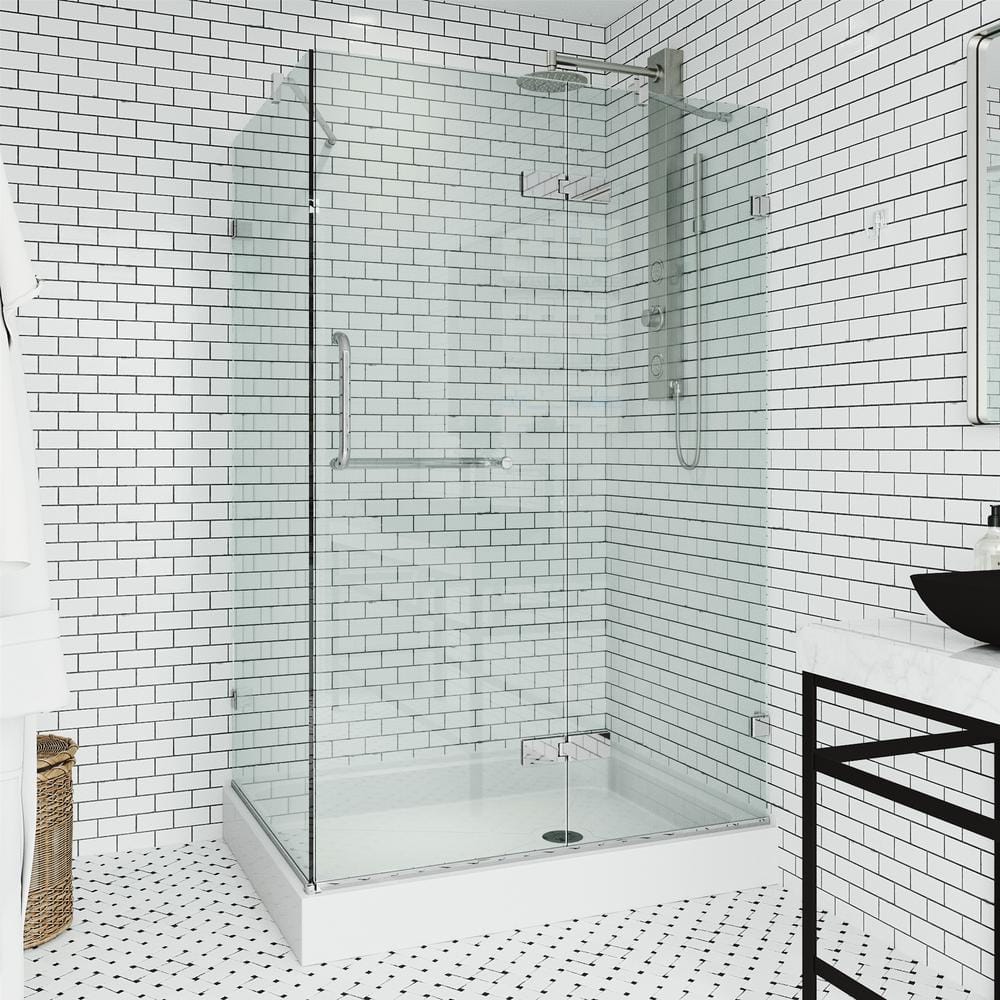 Monteray Frameless Chrome Shower Enclosure with Clear Glass and Base