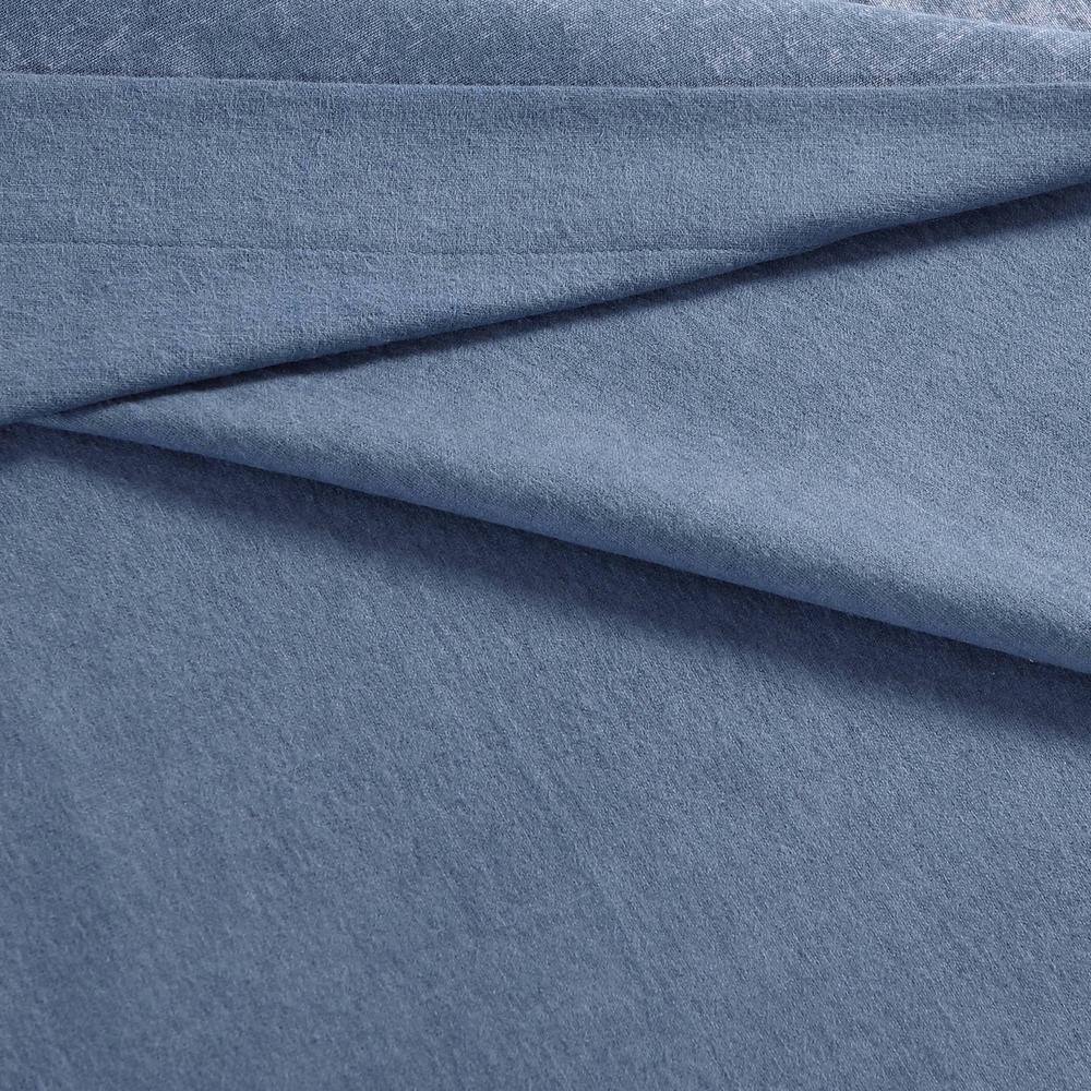 Twin Blue Cotton Flannel Deep Pocket Sheet Set