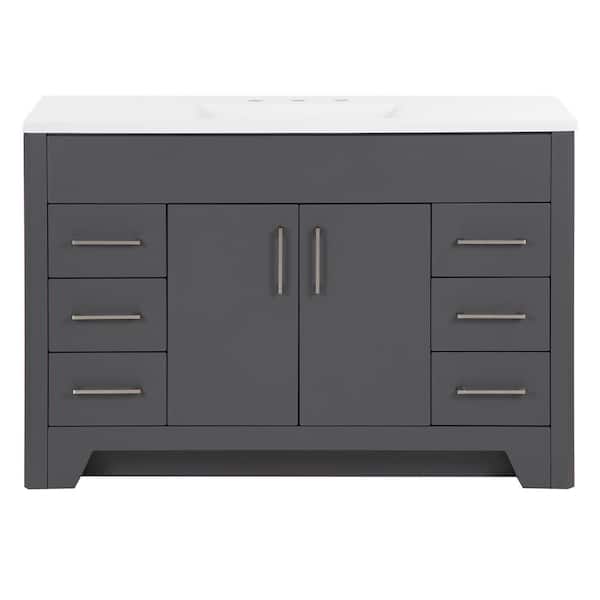 Branine 49 in. Single Sink Cement Bath Vanity with White Cultured Marble Top (Assembled)