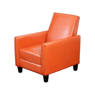Darvis Burnt Orange Leather Recliner Club Chair