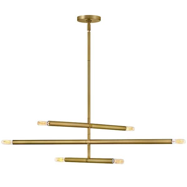 Millie 6-Light Lacquered Brass Convertible Linear Pendant Light