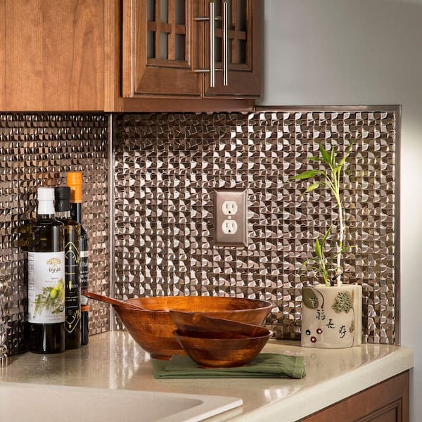 Fasade 0.5 in. x 18 in. PVC Decorative Wall Tile J-Trim in Brushed Aluminum