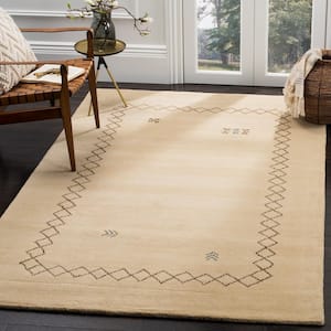 Himalaya Beige/Multi Doormat 3 ft. x 5 ft. Border Solid Color Area Rug