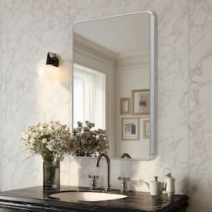 24 in. W x 36.1 in. H Modern Rectangular Aluminum Frame Silver Wall Mirror (Screws Included)