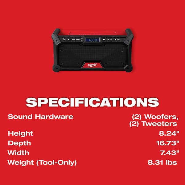 Milwaukee M18 18V Lithium-Ion Cordless Jobsite Radio 2952-20 - The
