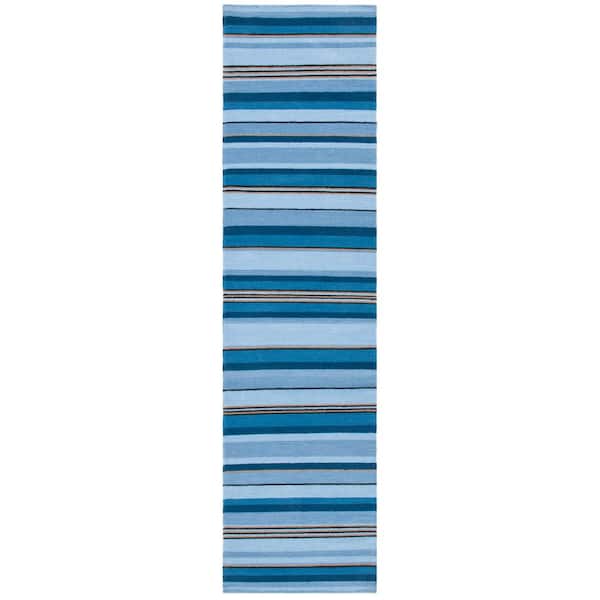SAFAVIEH Striped Kilim Blue Rust 2 ft. x 9 ft. Striped Runner Rug