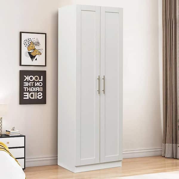 TrendTerrace 4-Door Armoire Wardrobe Closet Cabinet, Tall Cabinet Closet  Wardrobe for High Storage Capacity, Wooden White Cabinet Closet with 2