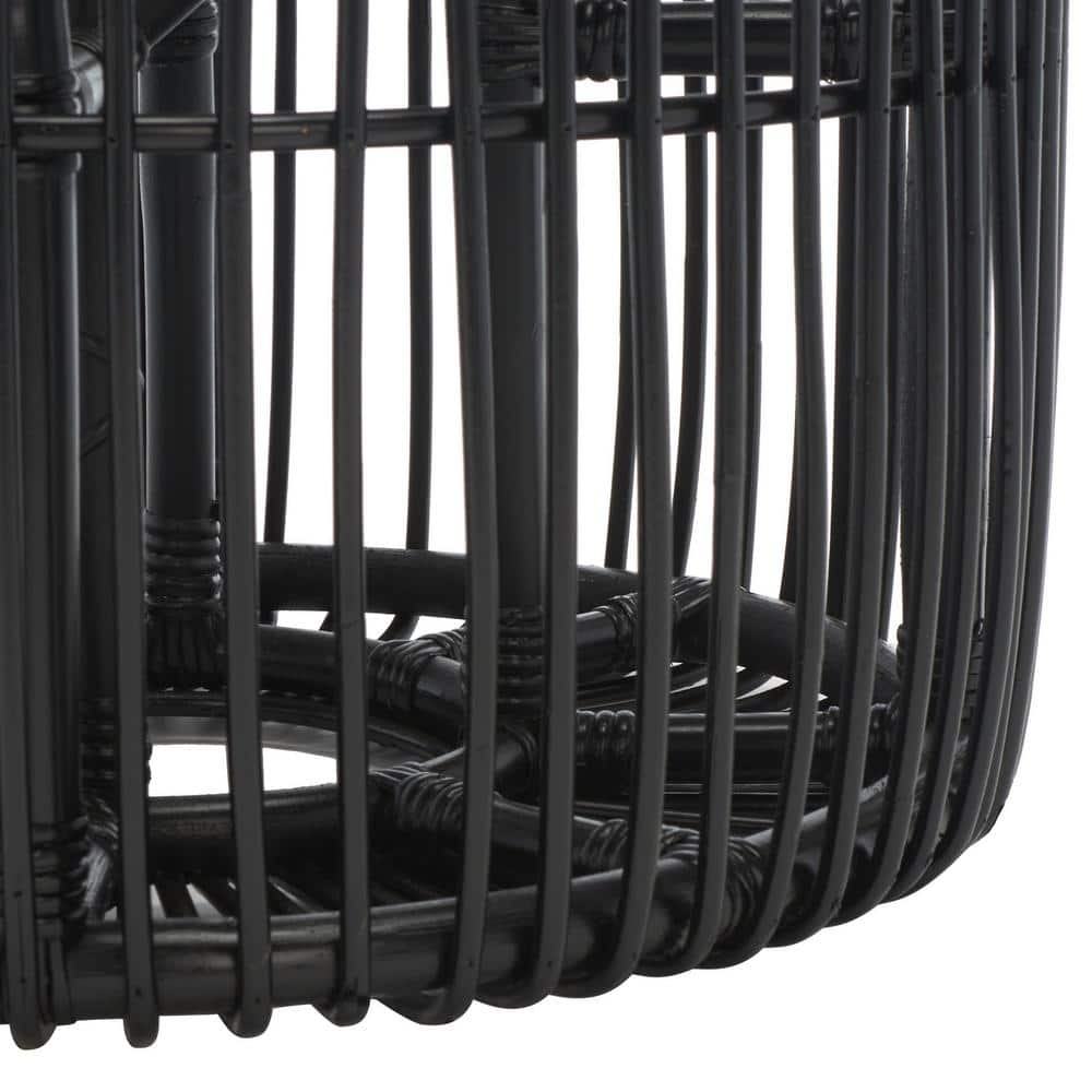 Jabez Black Rattan Round Accent Table