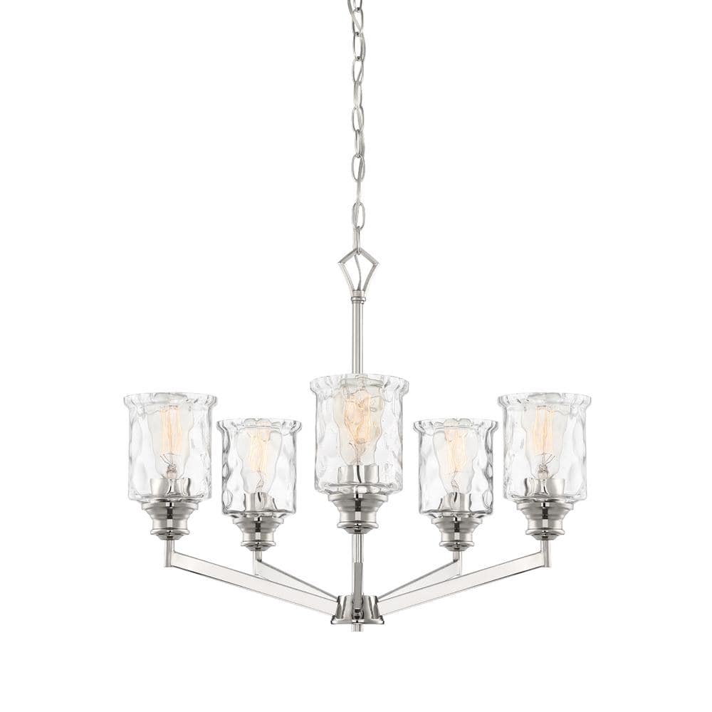 Drake Polished Nickel Modern Minimalist 5-Light Chandelier