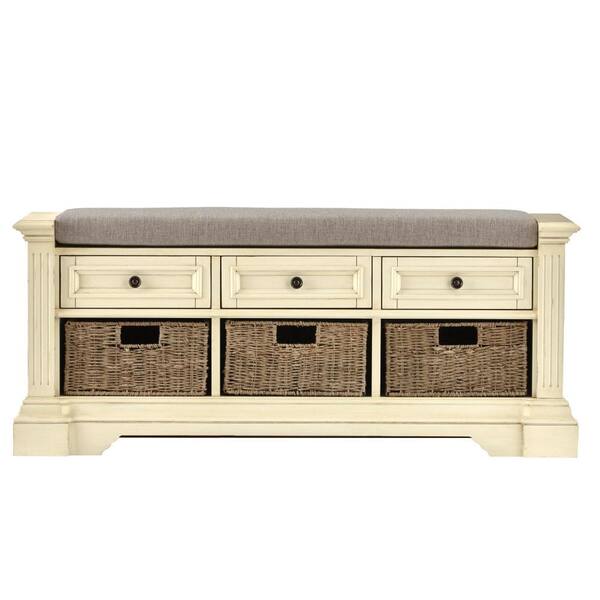 Home Decorators Collection Bufford Antique Ivory Storage Bench