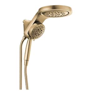 HydroRain 2 in. -1.5-Spray Patterns 6 in. Wall Mount Dual Shower Heads with H2Okinetic in Lumicoat Champagne Bronze
