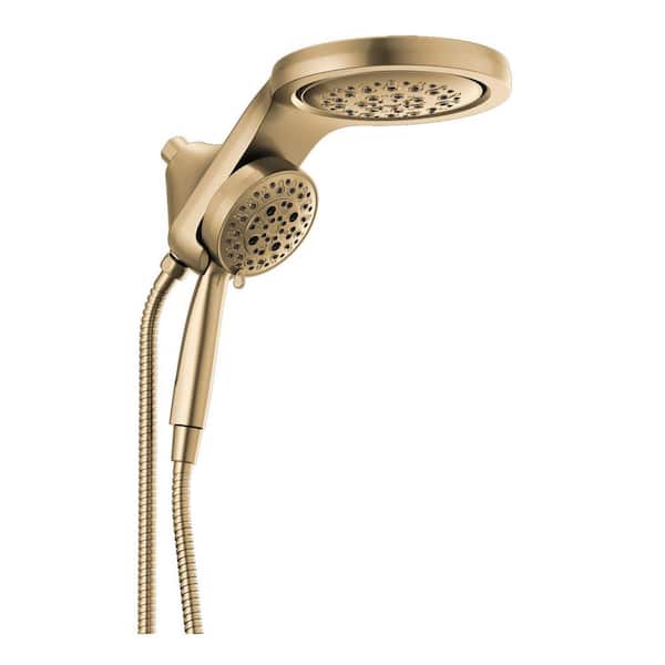 Delta HydroRain 5-Spray Patterns 2.5 GPM 6 in. Wall Mount Dual Shower Heads in Lumicoat Champagne Bronze