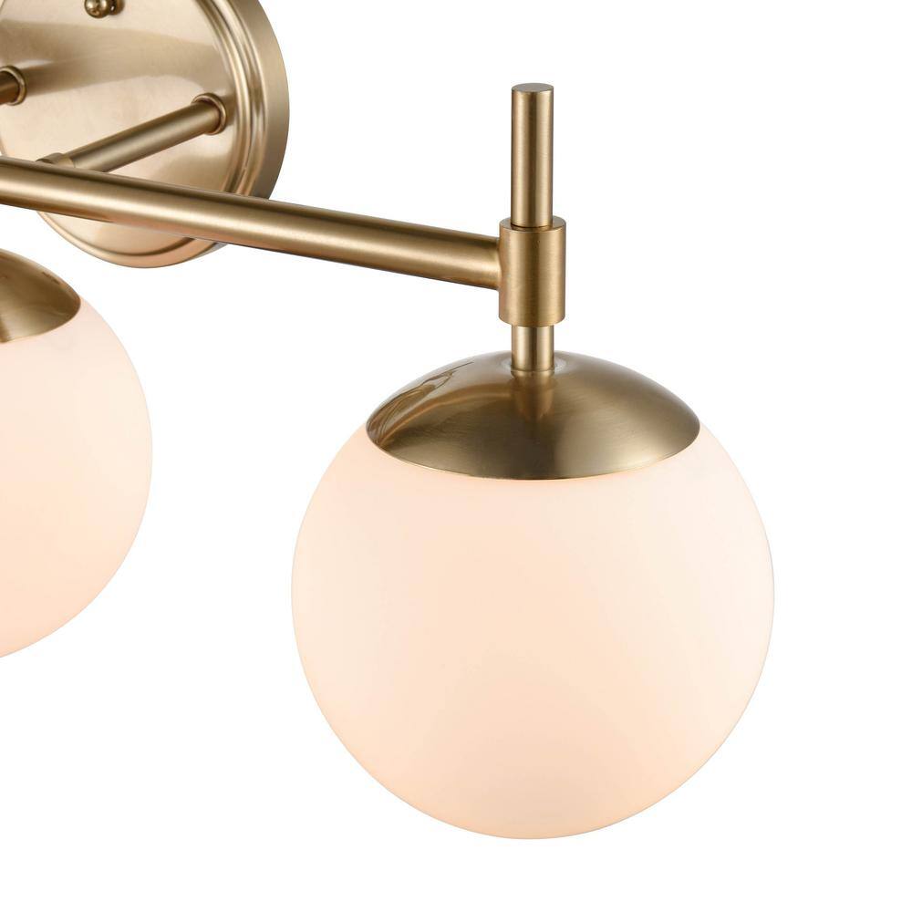 Aparicio 24" Modern Gold 3-Light Vanity with Frosted Glass Shades