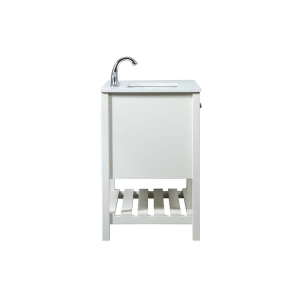 Timeless Home 32 in. W Single Bath Vanity in White with Engineered Stone Vanity Top in Calacatta with White Basin