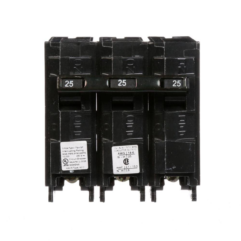 Siemens 25 Amp Three-Pole Type QP Circuit Breaker