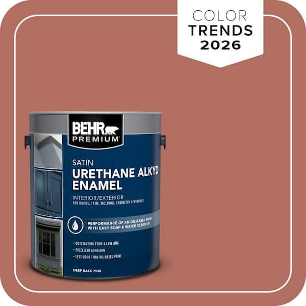 BEHR PREMIUM 1 gal. #PPU2-12 Terra Cotta Urn Urethane Alkyd Satin Enamel Interior/Exterior Paint