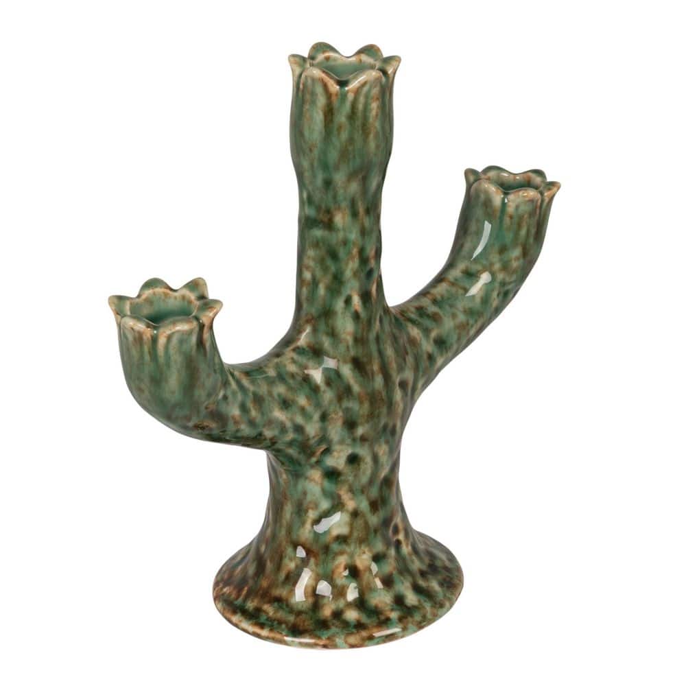 Green Stoneware Flower-Shaped Candelabra in Reactive Glaze price history on PriceWatchPro
