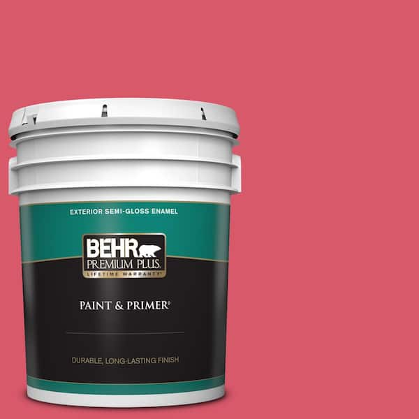 BEHR PREMIUM PLUS 5 gal. #130B-6 Dragon Fruit Semi-Gloss Enamel Exterior Paint & Primer