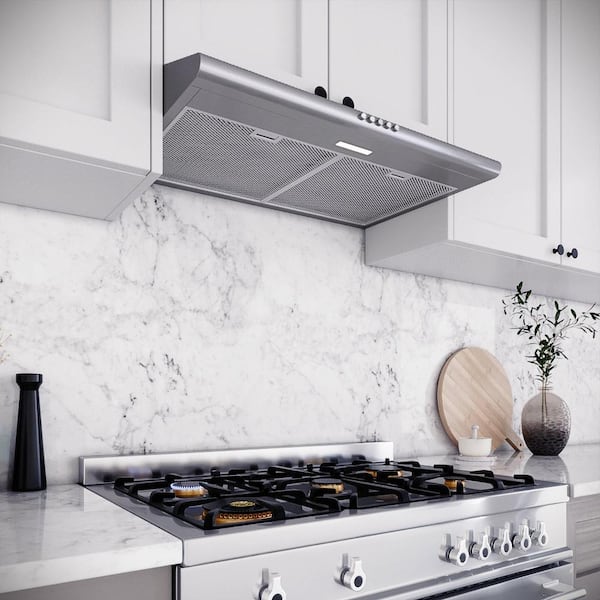30 in. Giovanni Convertible Undermount Range Hood in Brushed Stainless Steel,Mesh Filters,Push Button Control, LED Light