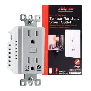 Zigbee 15 Amp 125-Volt Tamper Resistant Smart In-Wall Outlet, White
