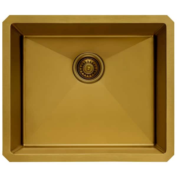 Ruvati Terraza 21 in. Undermount SIngle Bowl 16-Gauge Stainless Steel Bar Prep Kitchen Sink in Matte Gold with Rounded Corners