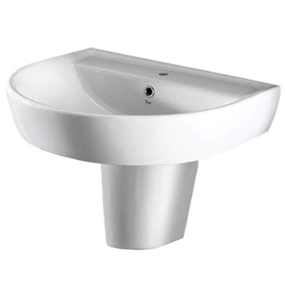 Bella White Ceramic Wall Mounted Bathroom Sink with One Hole
