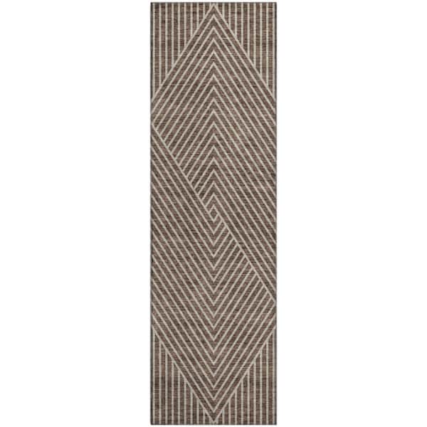 Addison Rugs Mayfield Premium Machine Washable Abstract AMF937 Brown 2 ft. 3 in. x 7 ft. 6 in. Runner Rug