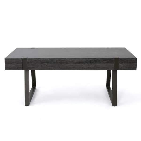 Noble House 43 in. Black Oak Rectangle MDF Wood Top Coffee Table