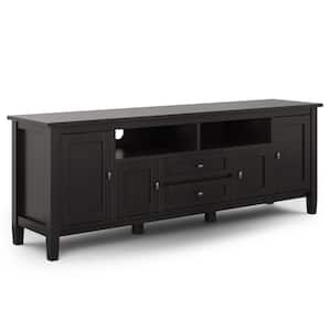 Warm Shaker Solid Wood 72 in. Wide Transitional TV Media Stand in Hickory Brown for TVs up to 80 in.