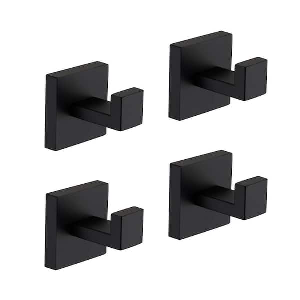 WZ J-Hook Robe/Towel Hook in Matte Black, including 4 hooks