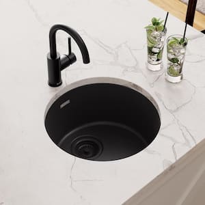 Quartz Classic 18 in. Drop-In/Undermount Single Bowl Black Granite/Quartz Composite Bar Sink Only