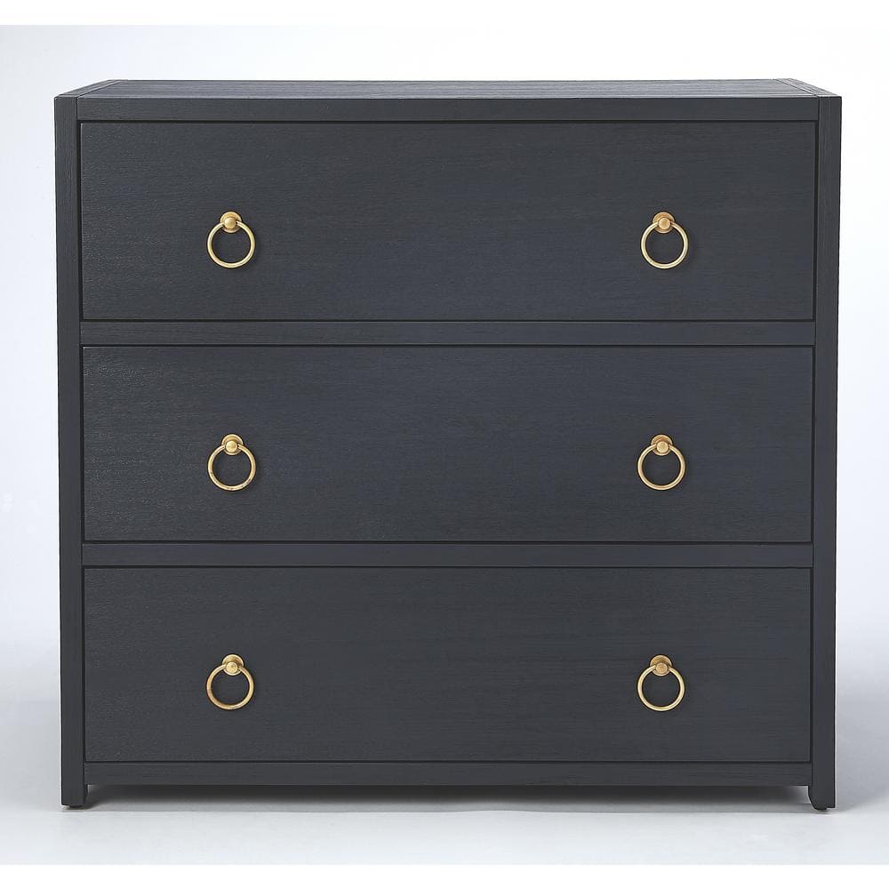 Elin Glam White 3-Drawer Dresser with Gold Metallic Hardware