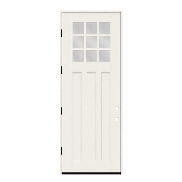 Regency 36 in. x 96 in. 1/4 9L-SDL Clear Glass RHOS Primed Fiberglass Prehung Front Door with 6-9/16 Jamb