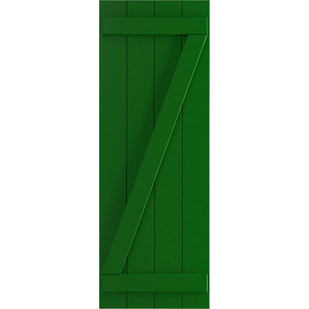 True Fit 21-1/2 in. x 77 in. PVC 4-Board Joined with Z-Bar Board and Batten Shutters Pair in Viridian Green price history on PriceWatchPro