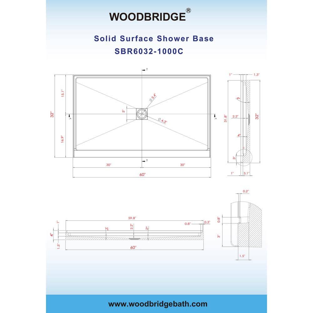 60'' White Matte Black Trim Rectangular Alcove Shower Kit