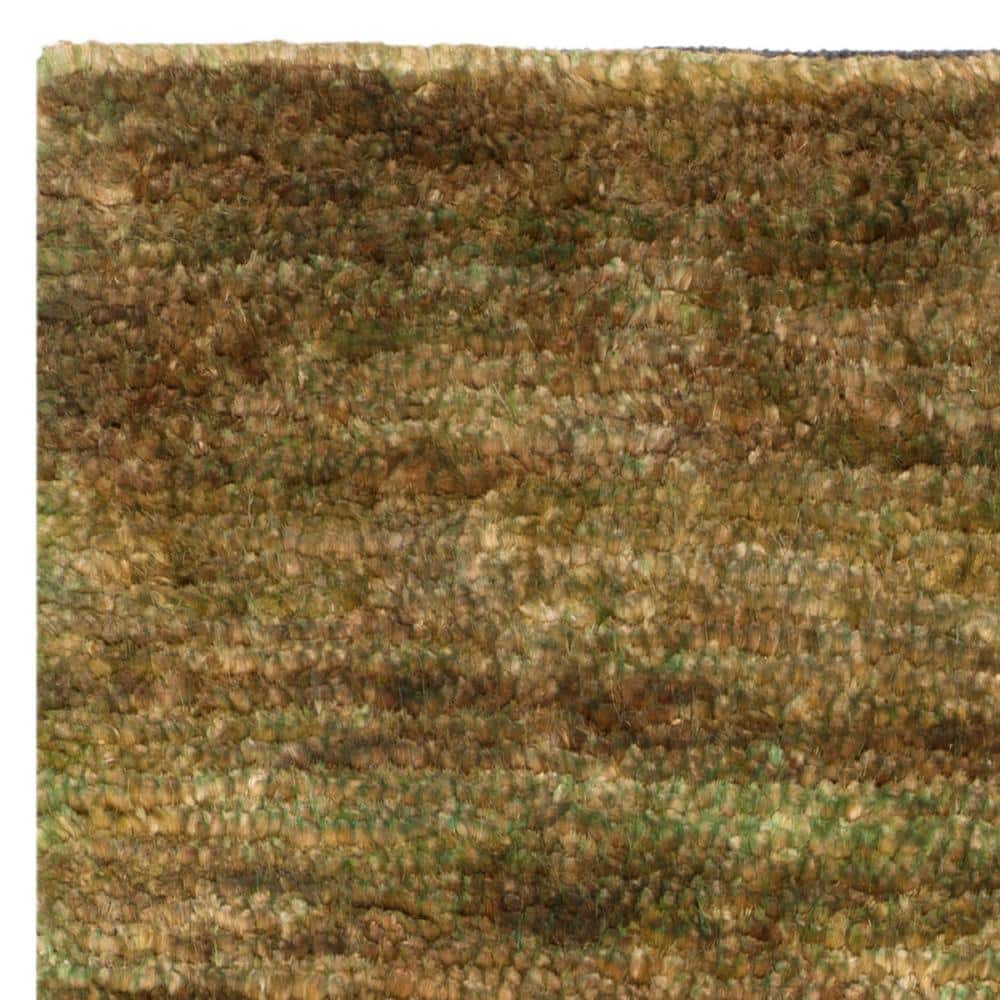 Hand-Knotted Green Wool Bohemian Area Rug, 2' x 3'