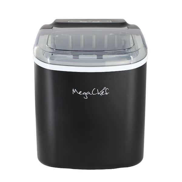 MegaChef 26 lbs. 11.57 in. Countertop Bullet Ice Maker with Basket and Scooper in Black