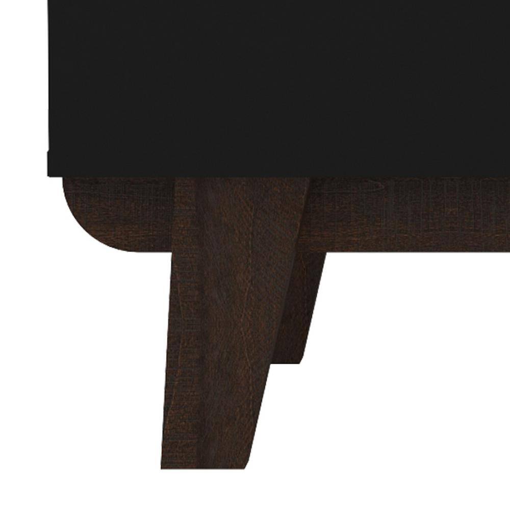 Kincaid Matte Black Wood 2-Drawer Nightstand with Walnut Legs
