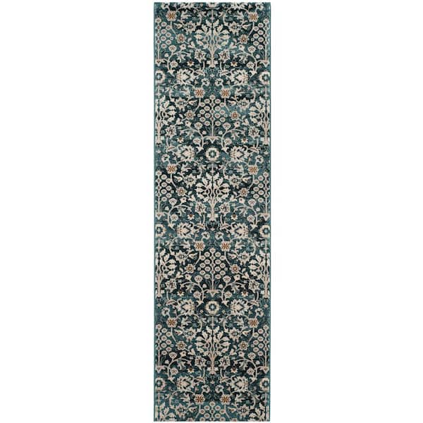 Safavieh Serenity Turquoise/Cream 2 ft. x 8 ft. Floral Runner Rug