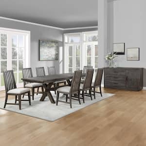 Riverdale 9-Piece Black Wood Dining Room Set with 8 Cushioned Chairs