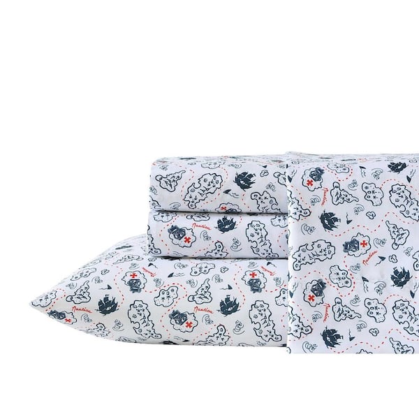 Nautica Maxon Map 4 Piece Navy Seas Microfiber Queen Sheet Set