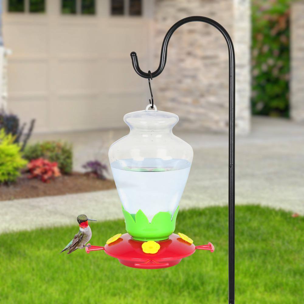 Clear Plastic Hanging Hummingbird Feeder with Red Base