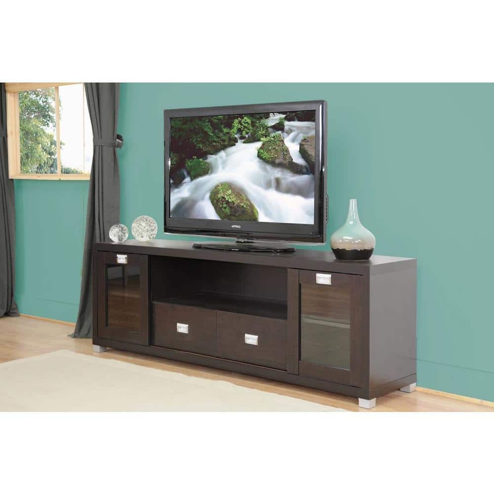 Gosford Dark Brown Wood TV Stand with Cabinets