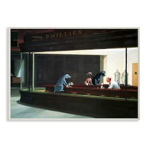 "Night Dogs Classic Painting Family Pet" by Chameleon Design, Inc. Unframed Animal Wood Wall Art Print 10 in. x 15 in.
