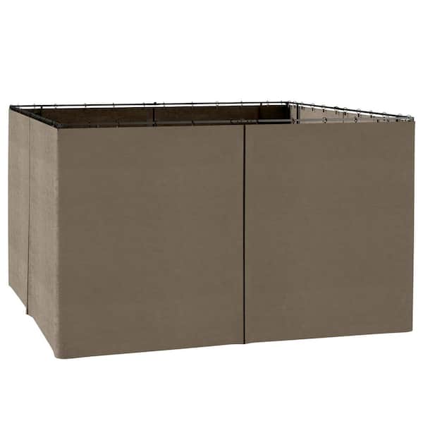 10' x 12' Dark Brown Universal Gazebo Sidewall Set with Panels, Hooks and C-Rings Included for Pergolas and Cabanas